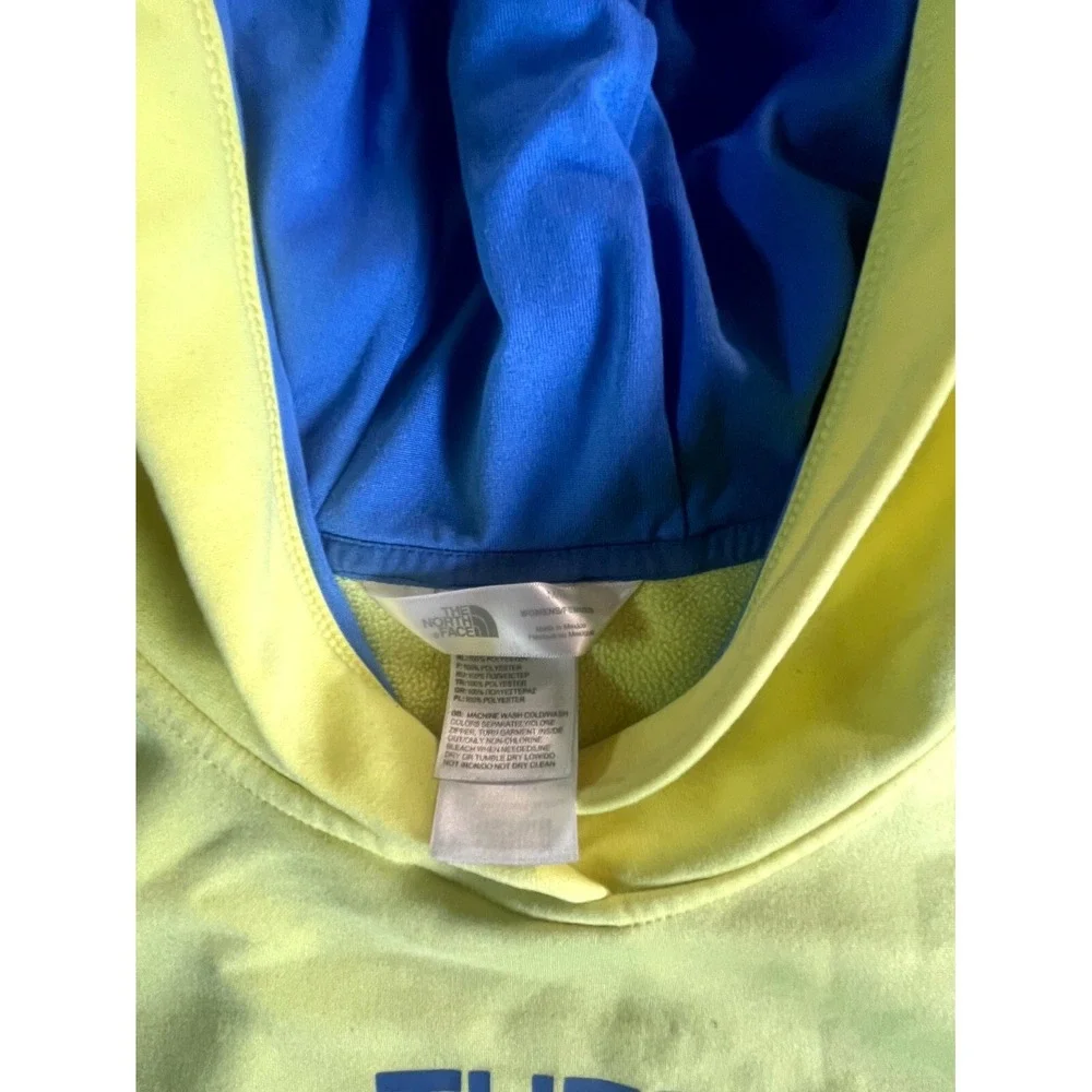 The North Face Yellow Hoodies Men Medium 100% Polyester Fleece Lined Long Sleeve